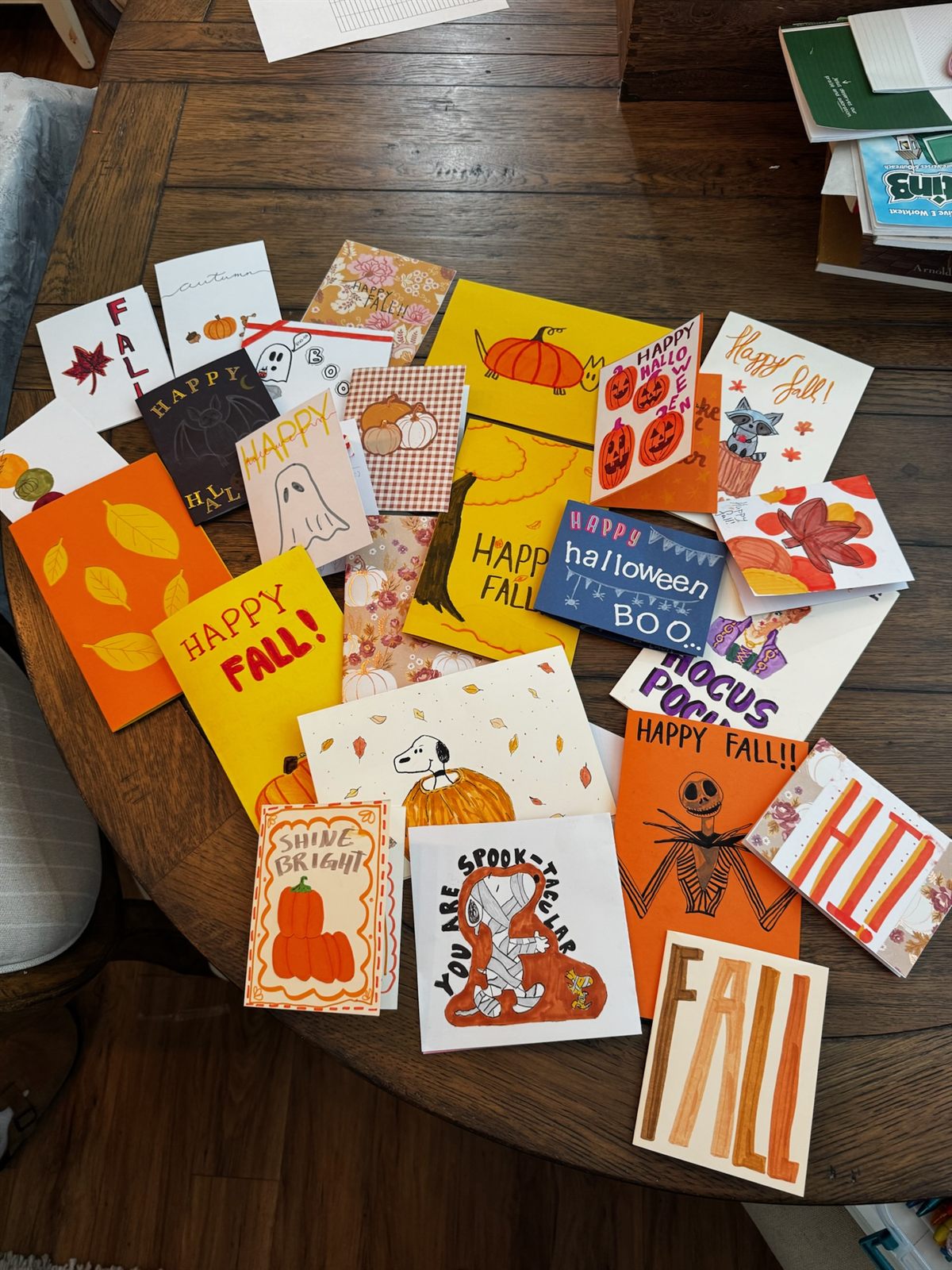 The twenty-six finished cards laid out together